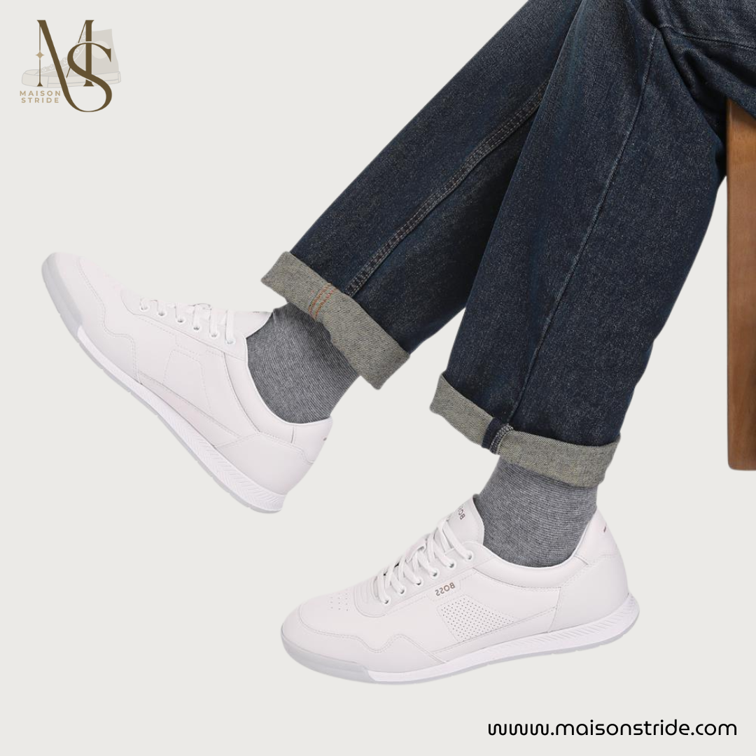 Hugo Boss Leather OrthoLite Trainers - White