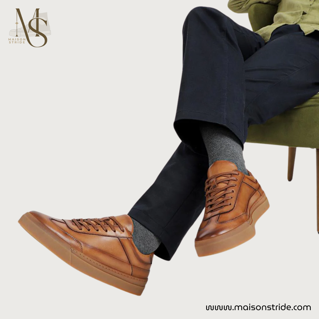 Thorne Leather Lace-Up Trainers - Tan