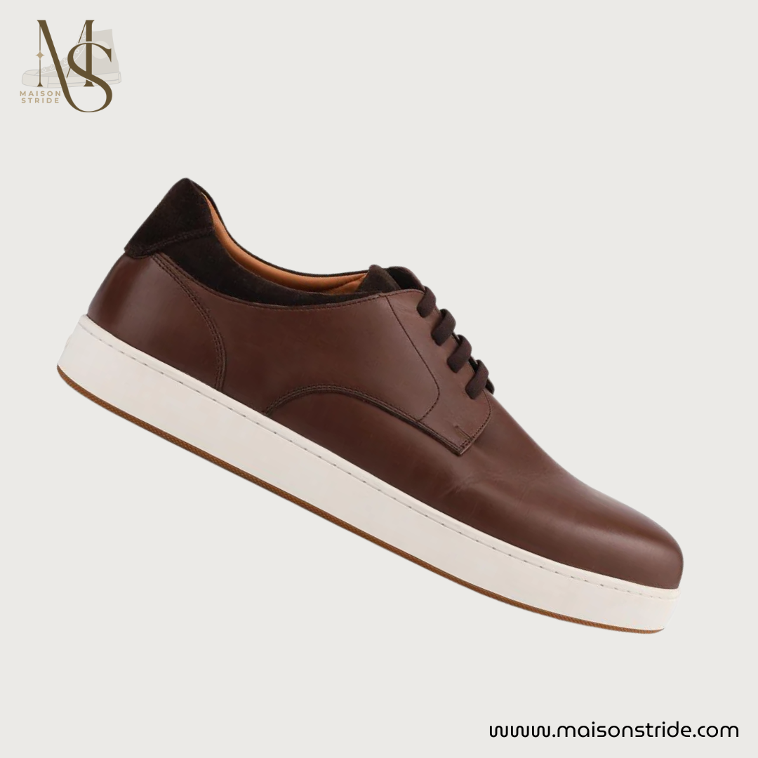 Stevenage Wide Fit Leather Trainers - Brown Nubuck