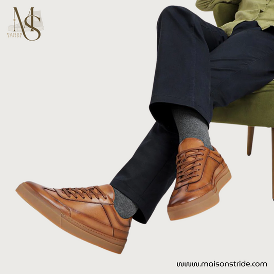 Thorne Leather Lace-Up Trainers - Tan